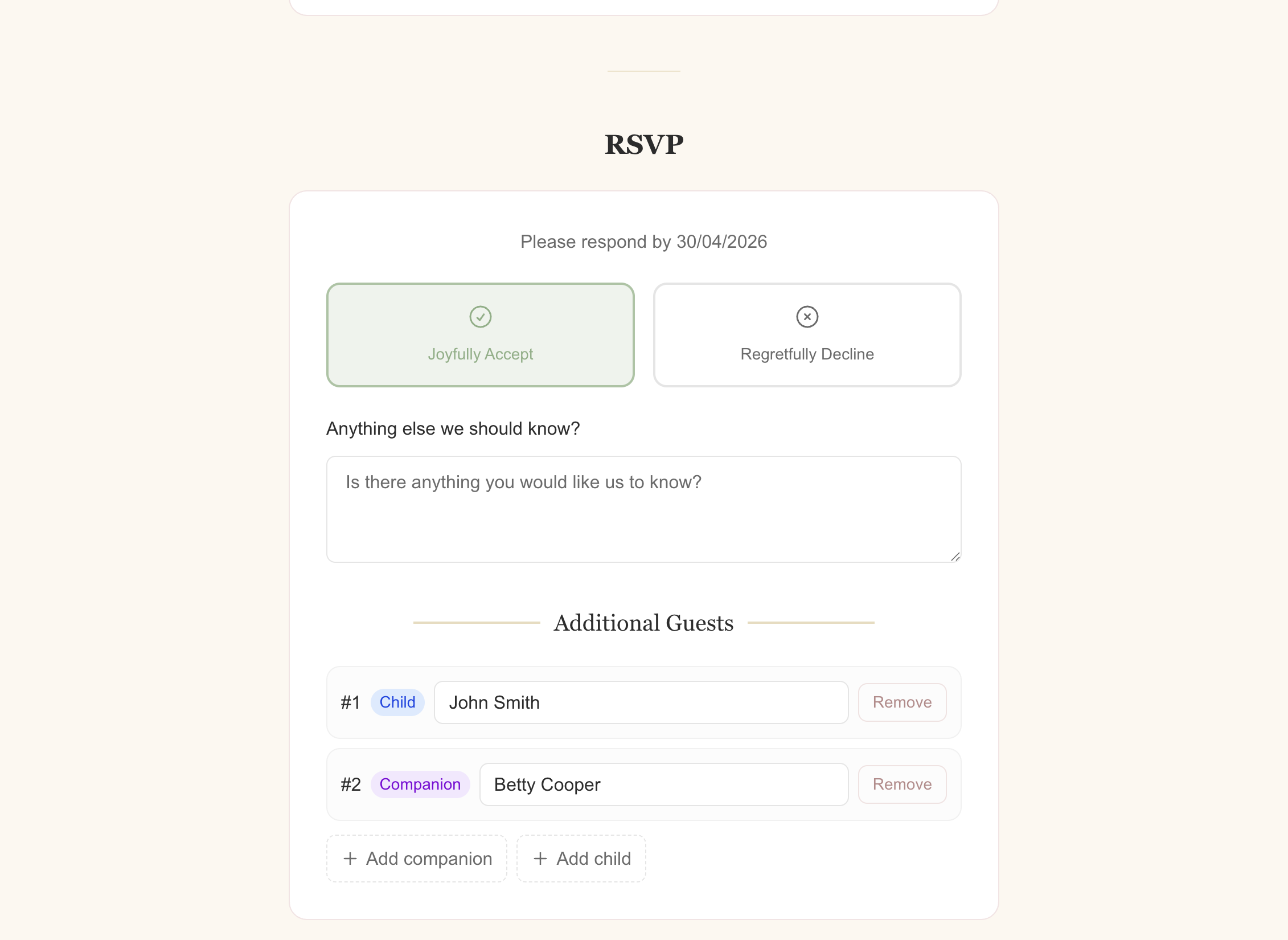 Companions & Children